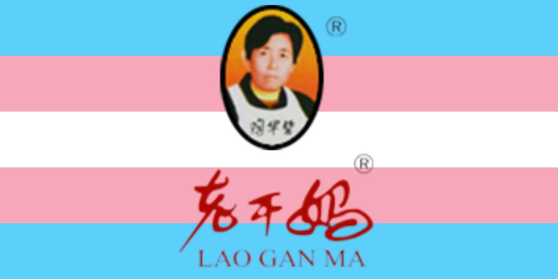 lao gan ma logo on the trans flag
